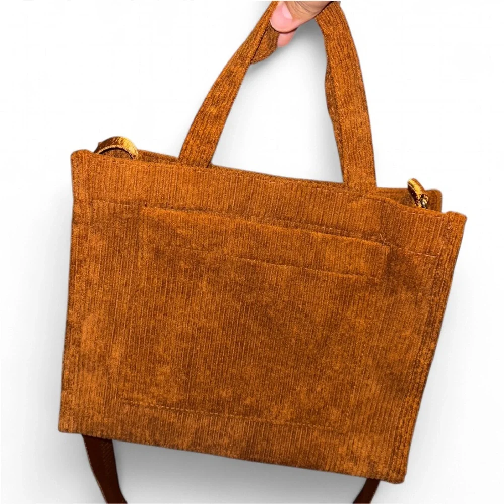 Brown Corduroy Crossbody Handbag - Picture 3 of 12